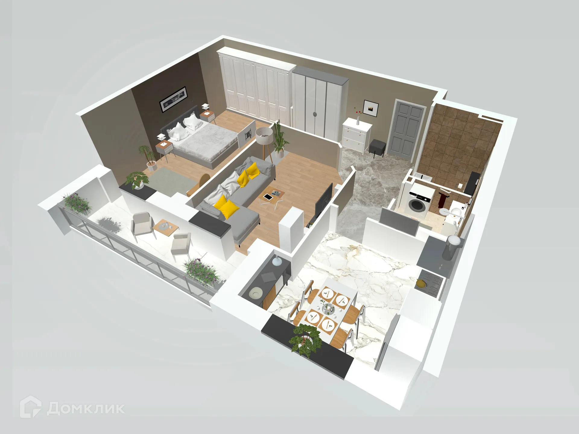 Планировка 2-комнатной квартиры 63.15 м² в ЖК Петровский парк, г. Волгоград — фото 4