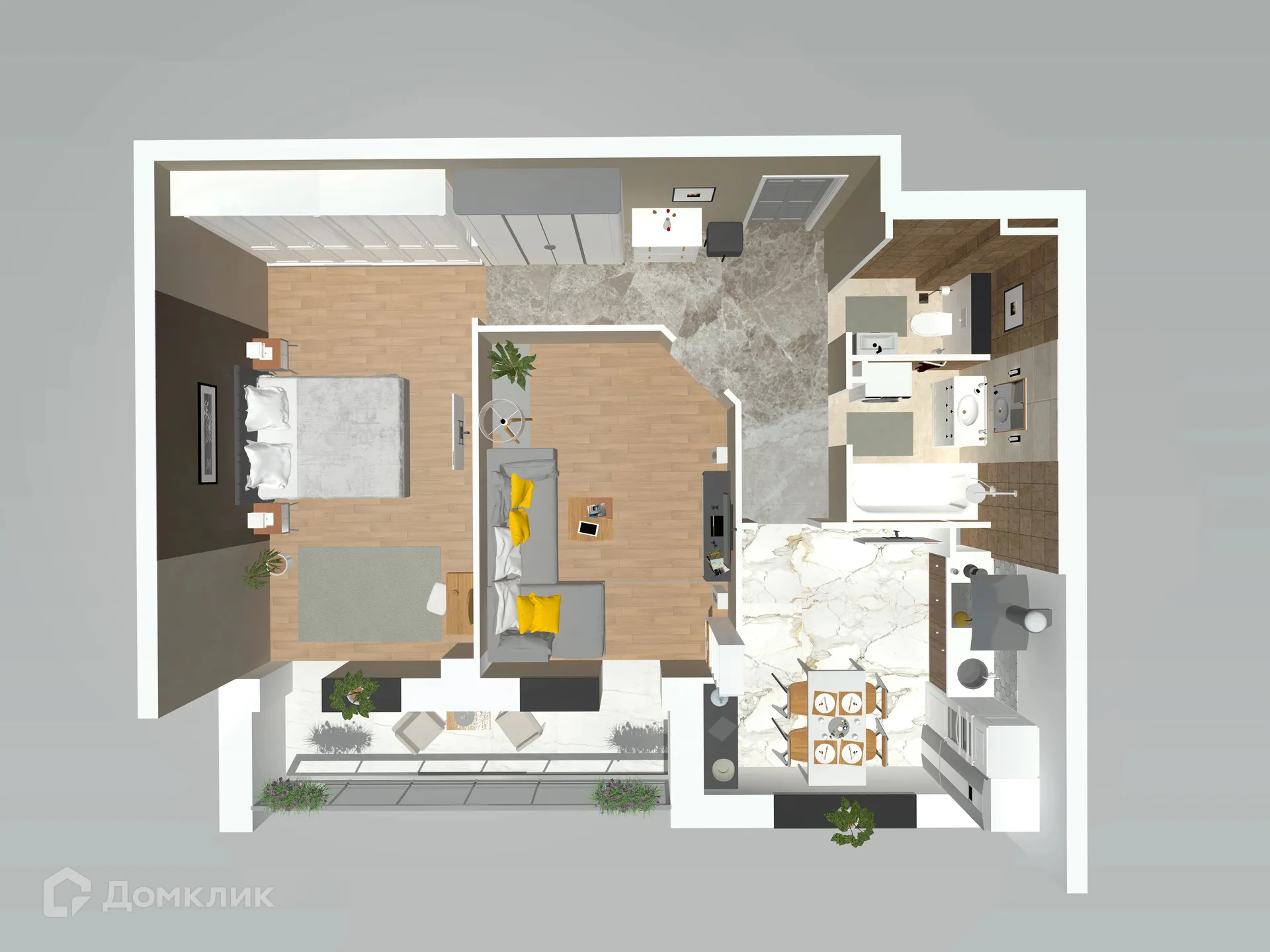 Планировка 2-комнатной квартиры 63.15 м² в ЖК Петровский парк, г. Волгоград — фото 5