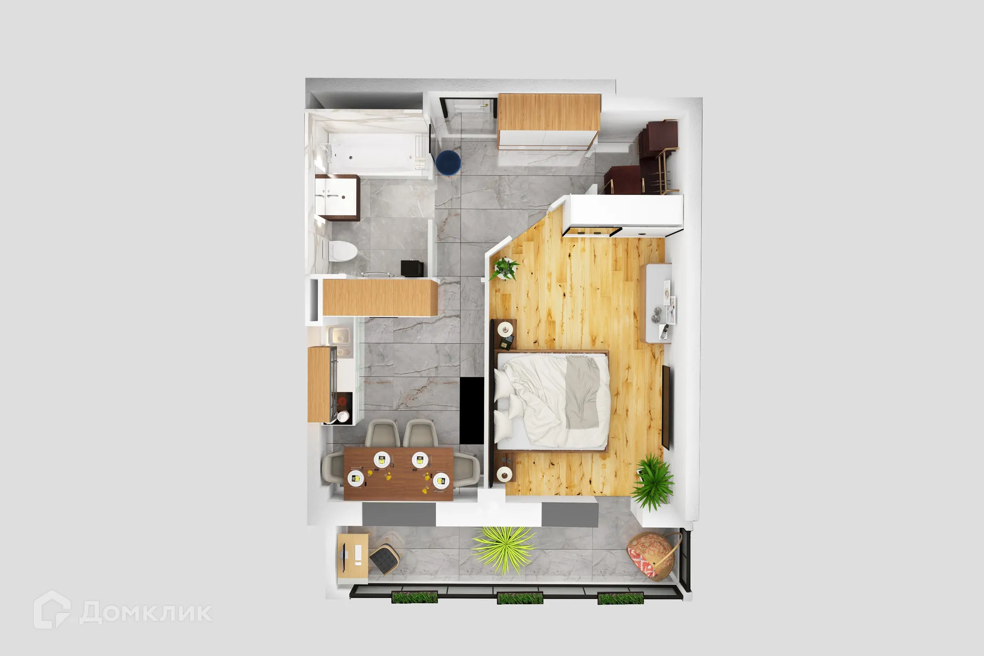 Планировка 1-комнатной квартиры 44.75 м² в ЖК Петровский парк, г. Волгоград — фото 3