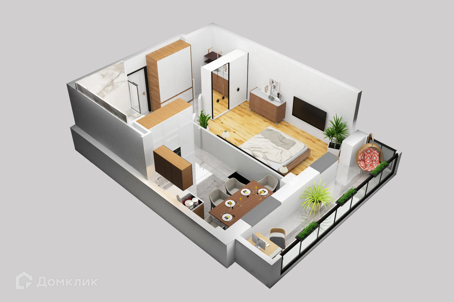 Планировка 1-комнатной квартиры 44.75 м² в ЖК Петровский парк, г. Волгоград — фото 5