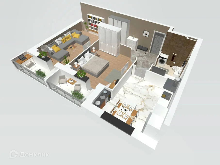 Планировка 2-комнатной квартиры 69 м² в ЖК Петровский парк, г. Волгоград — фото 3