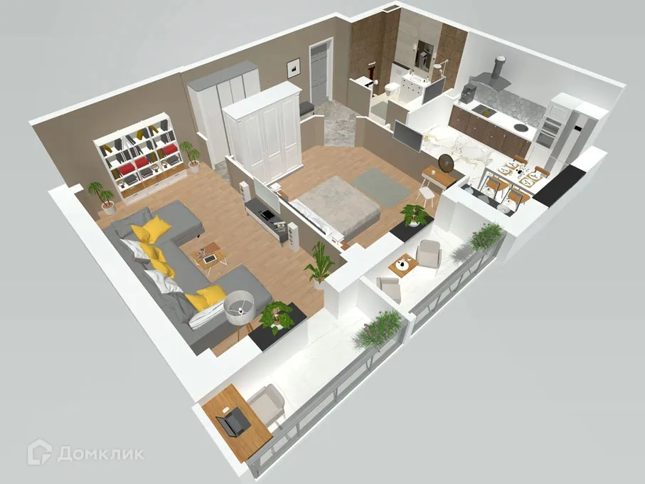 Планировка 2-комнатной квартиры 69 м² в ЖК Петровский парк, г. Волгоград — фото 4