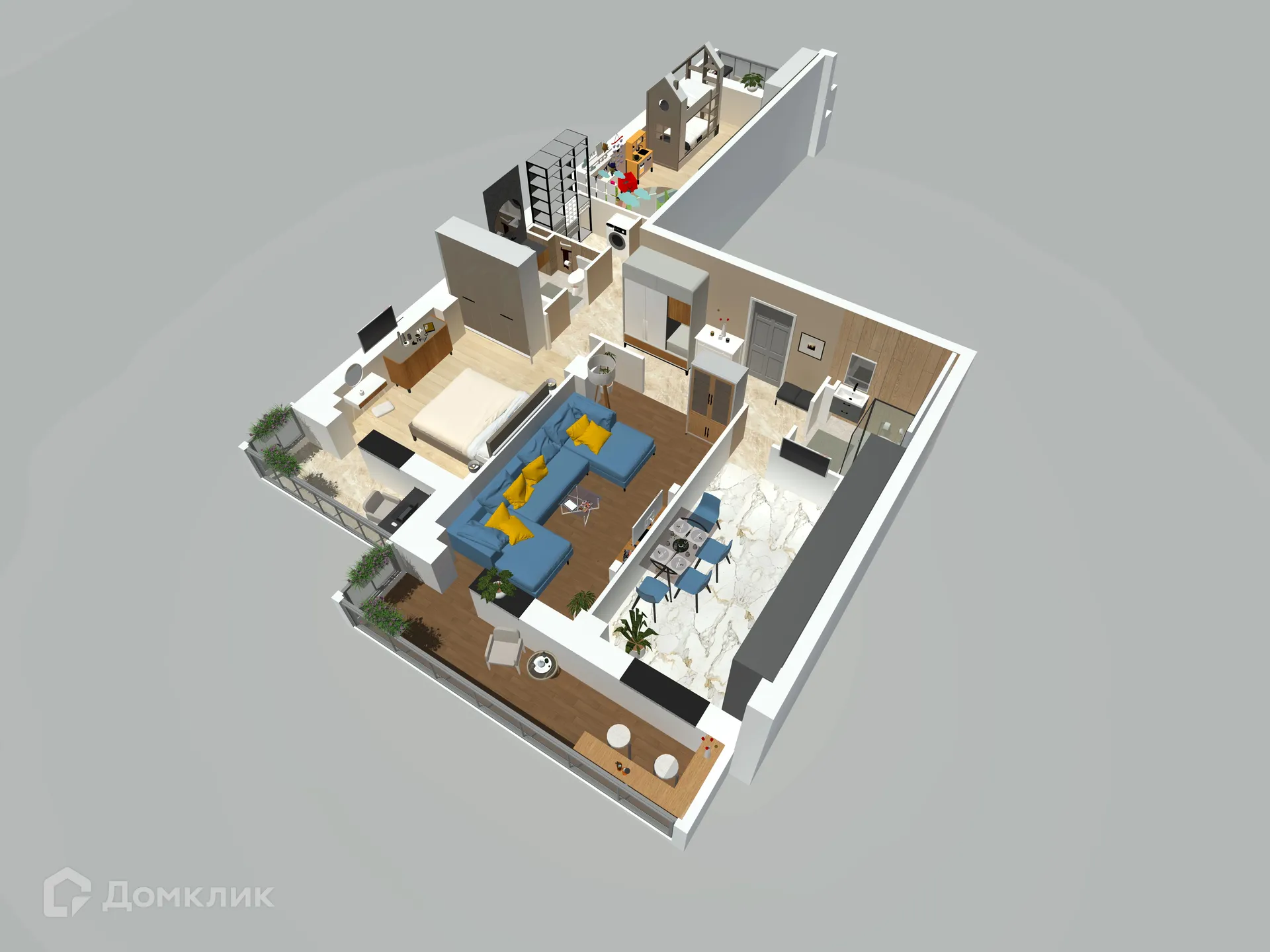 Планировка 3-комнатной квартиры 96.7 м² в ЖК Петровский парк, г. Волгоград — фото 4