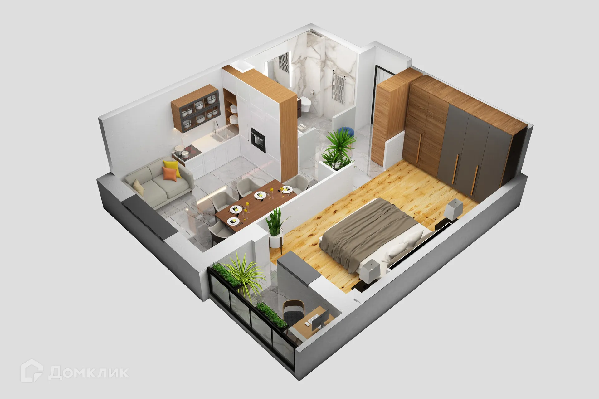 Планировка 1-комнатной квартиры 45.8 м² в ЖК Петровский парк, г. Волгоград — фото 3