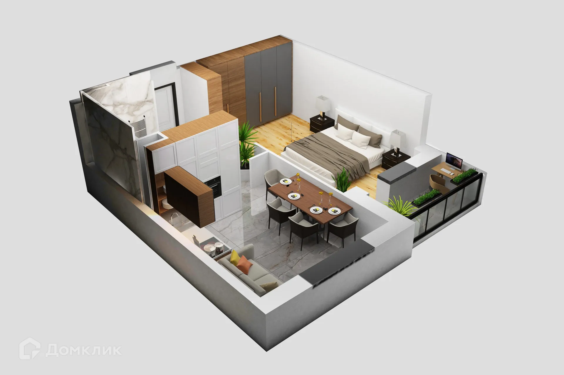 Планировка 1-комнатной квартиры 45.8 м² в ЖК Петровский парк, г. Волгоград — фото 5