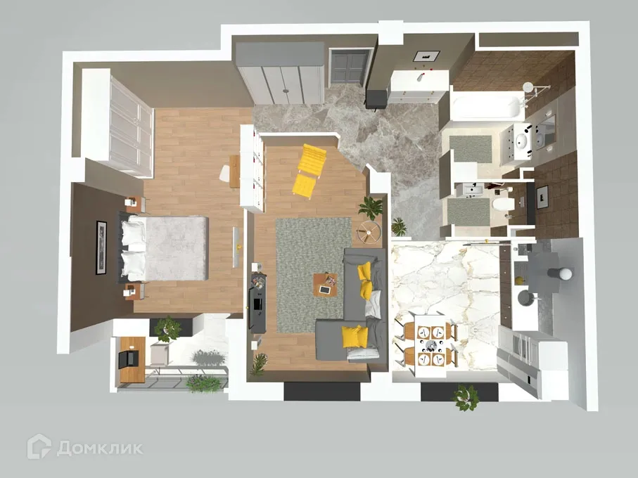 Планировка 2-комнатной квартиры 67.05 м² в ЖК Петровский парк, г. Волгоград — фото 5