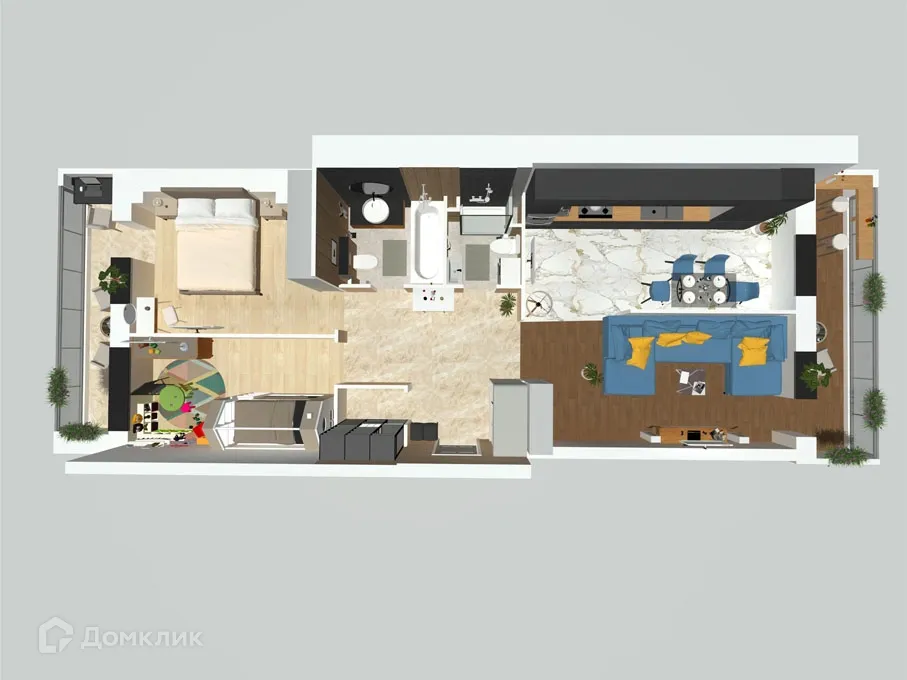 Планировка 3-комнатной квартиры 80.05 м² в ЖК Петровский парк, г. Волгоград — фото 5