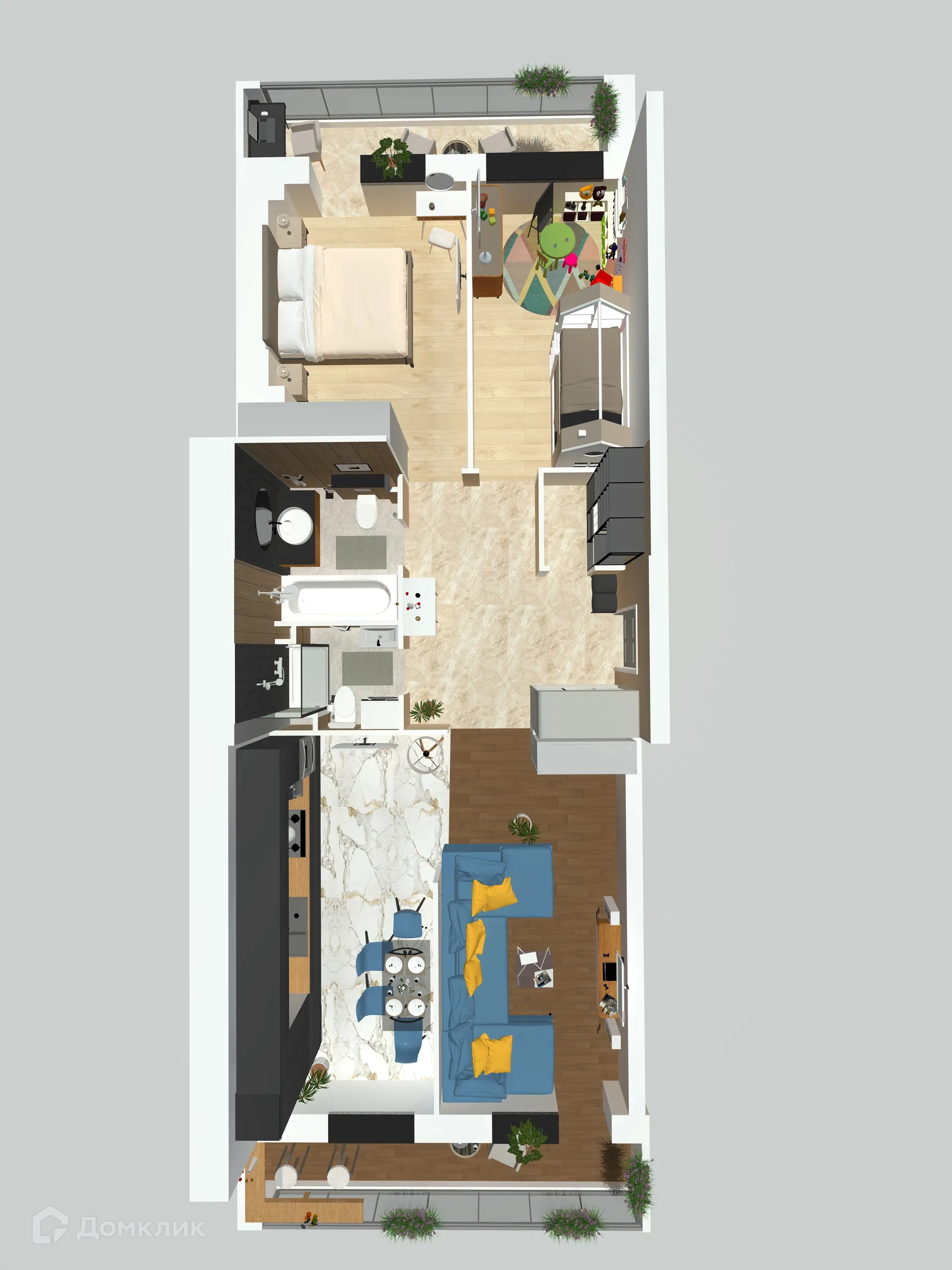 Планировка 3-комнатной квартиры 80.15 м² в ЖК Петровский парк, г. Волгоград — фото 5