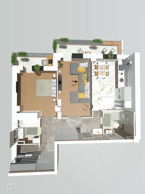 Планировка 2-комнатной квартиры 73.75 м² в ЖК Петровский парк, г. Волгоград — фото 5