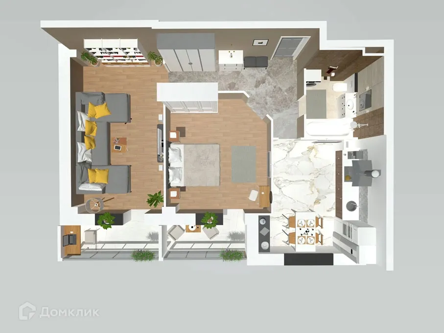 Планировка 2-комнатной квартиры 68.85 м² в ЖК Петровский парк, г. Волгоград — фото 5