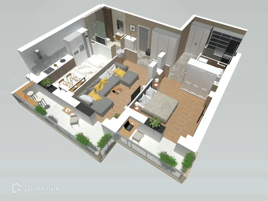 Планировка 2-комнатной квартиры 73.4 м² в ЖК Петровский парк, г. Волгоград — фото 3