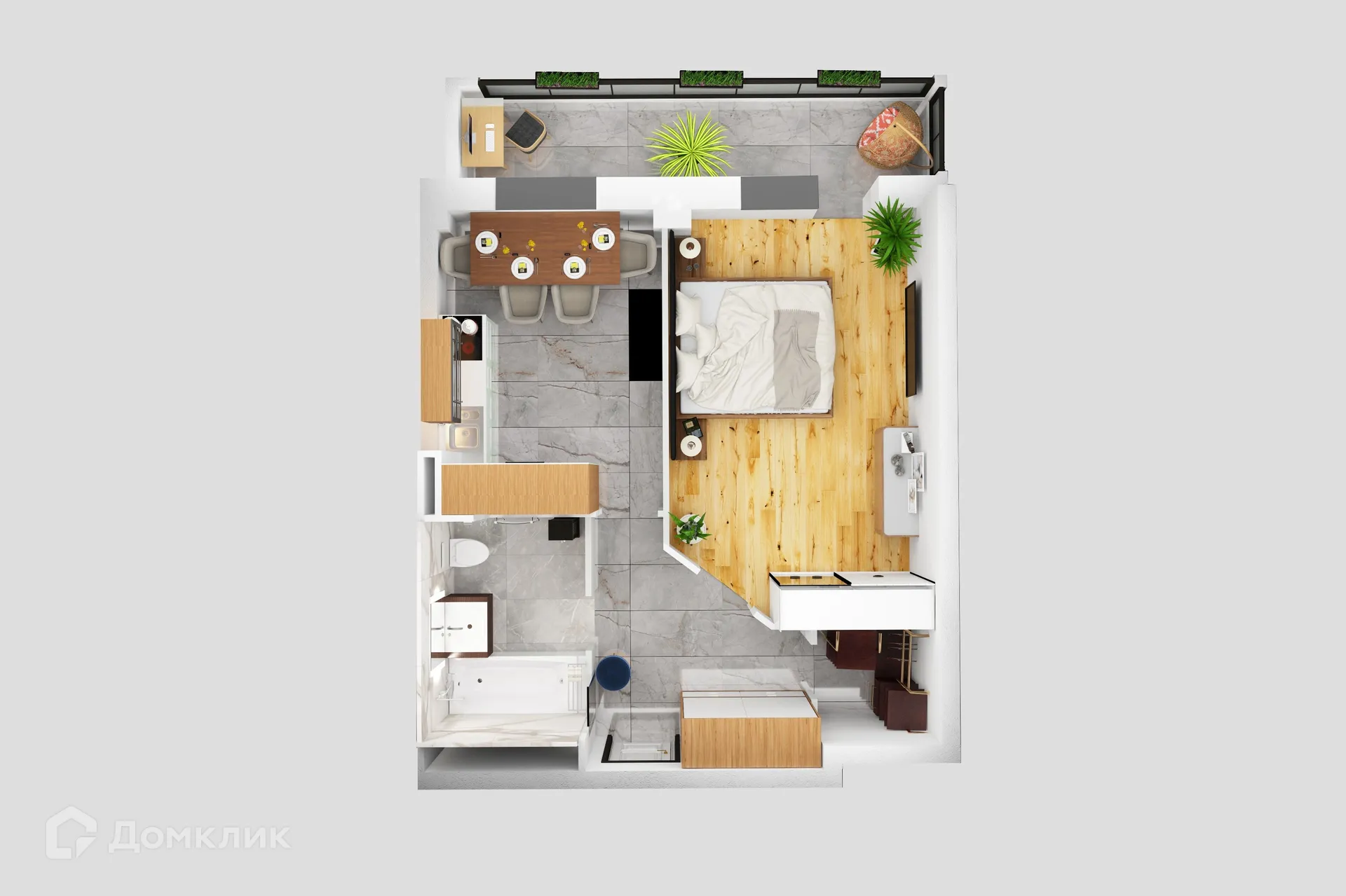 Планировка 1-комнатной квартиры 44.4 м² в ЖК Петровский парк, г. Волгоград — фото 3