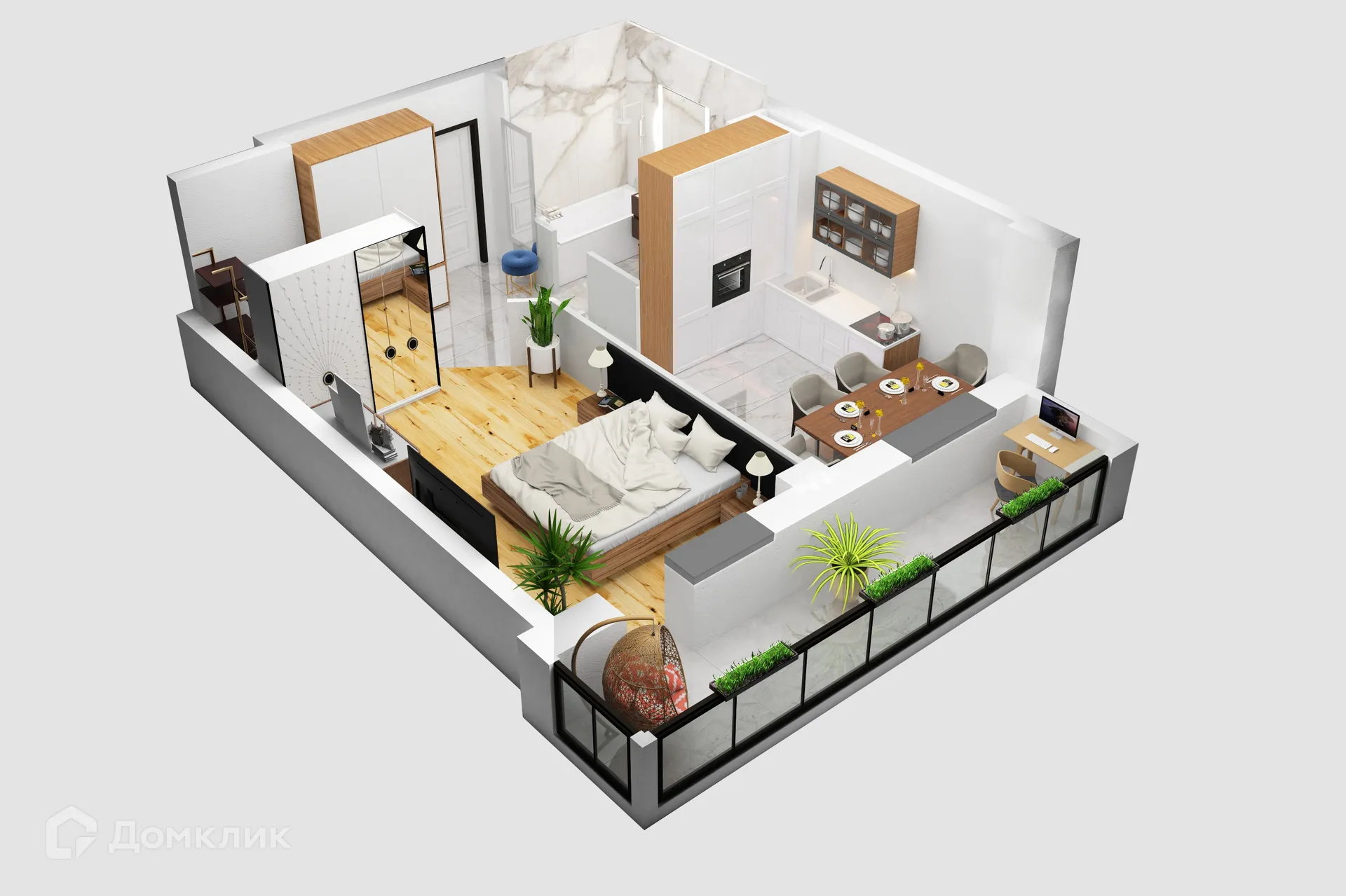 Планировка 1-комнатной квартиры 44.4 м² в ЖК Петровский парк, г. Волгоград — фото 4