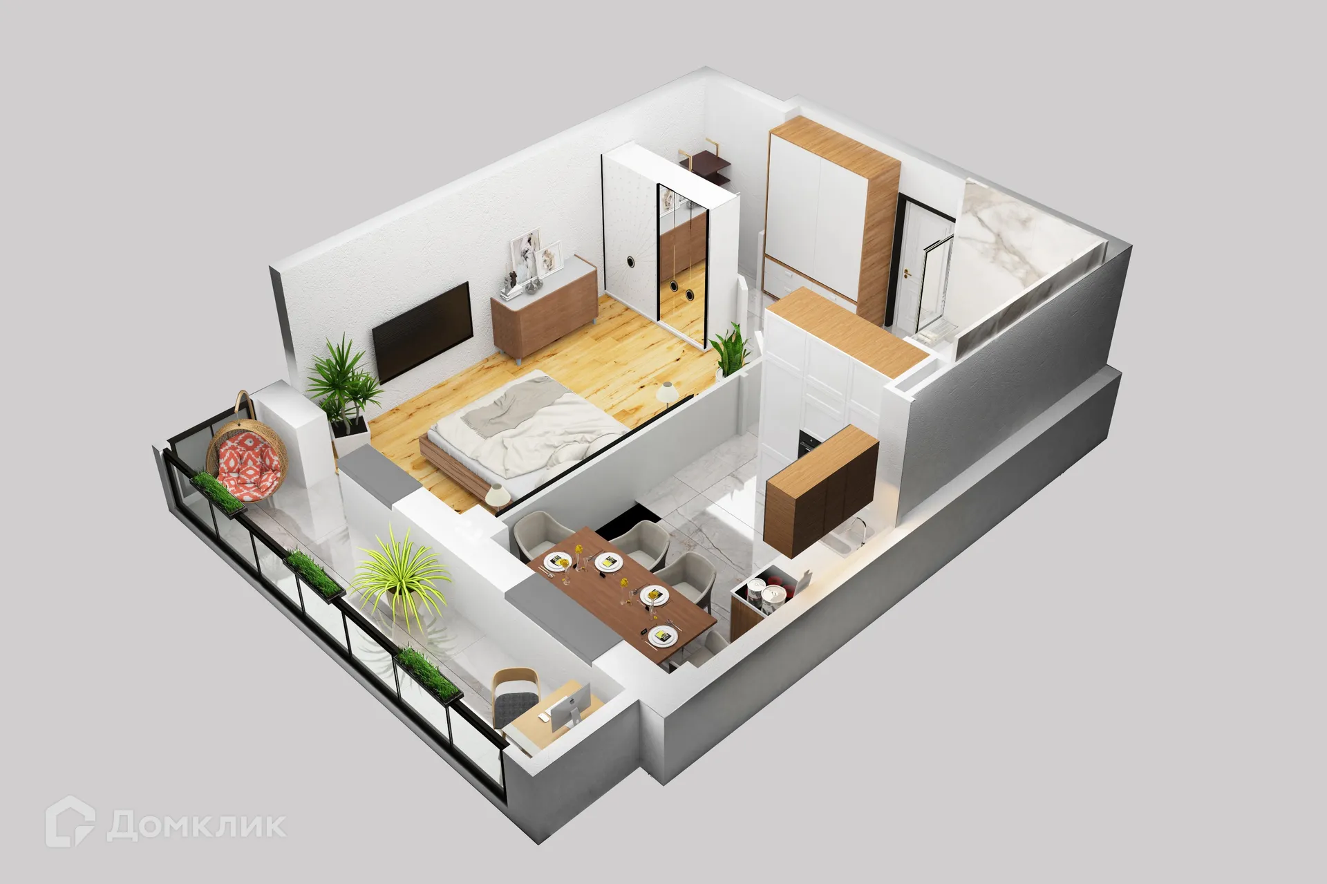 Планировка 1-комнатной квартиры 44.4 м² в ЖК Петровский парк, г. Волгоград — фото 5