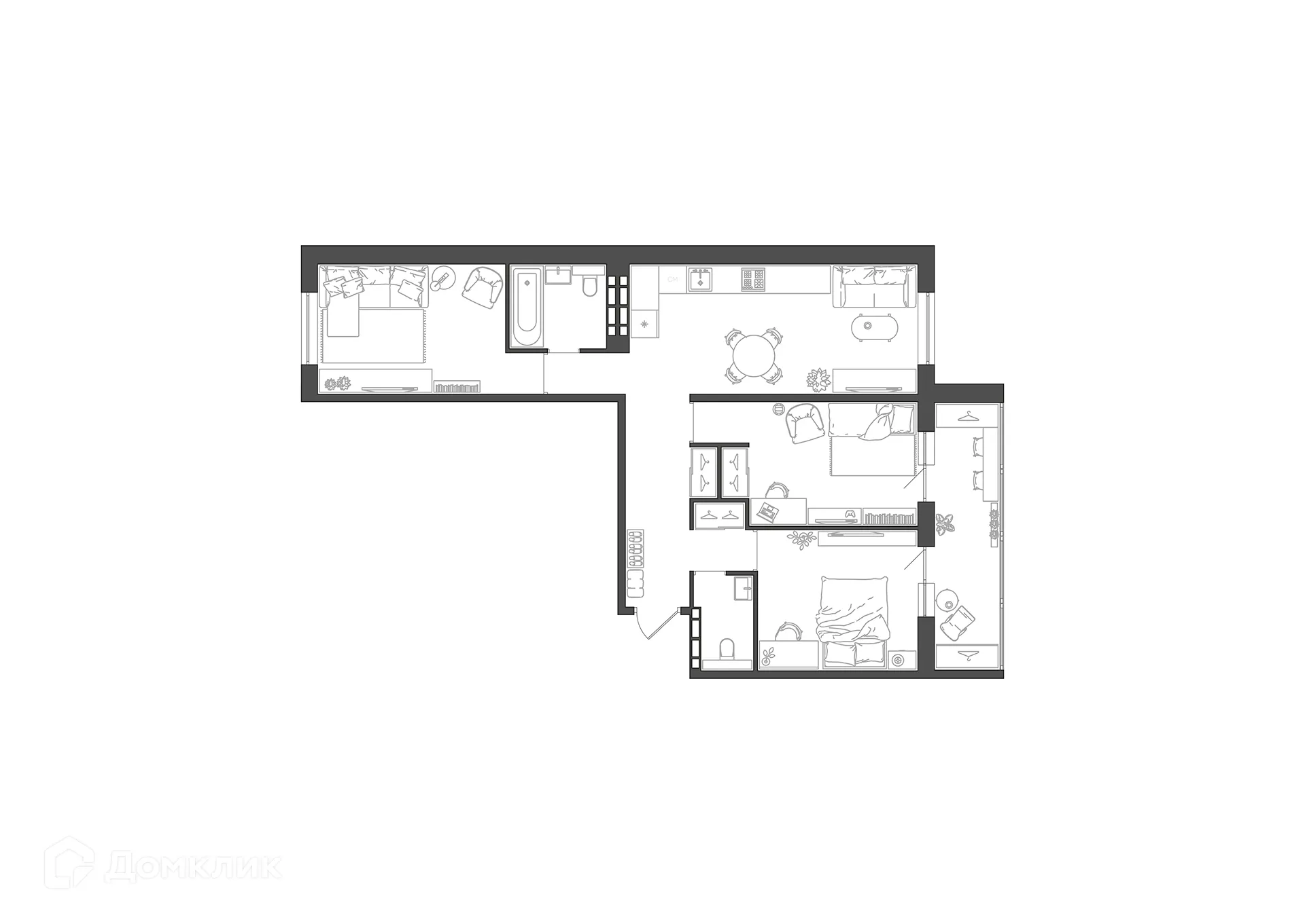 Планировка 3-комнатной квартиры 73.2 м² в ЖК Цех, г. Волгоград — фото 19