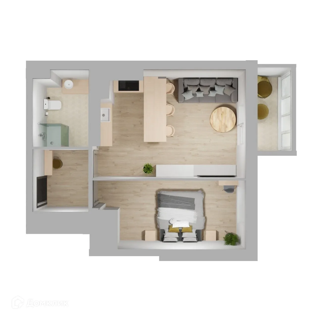 Планировка 1-комнатной квартиры 47 м² в ЖК 5 ВЕРШИН, г. Волгоград — фото 1