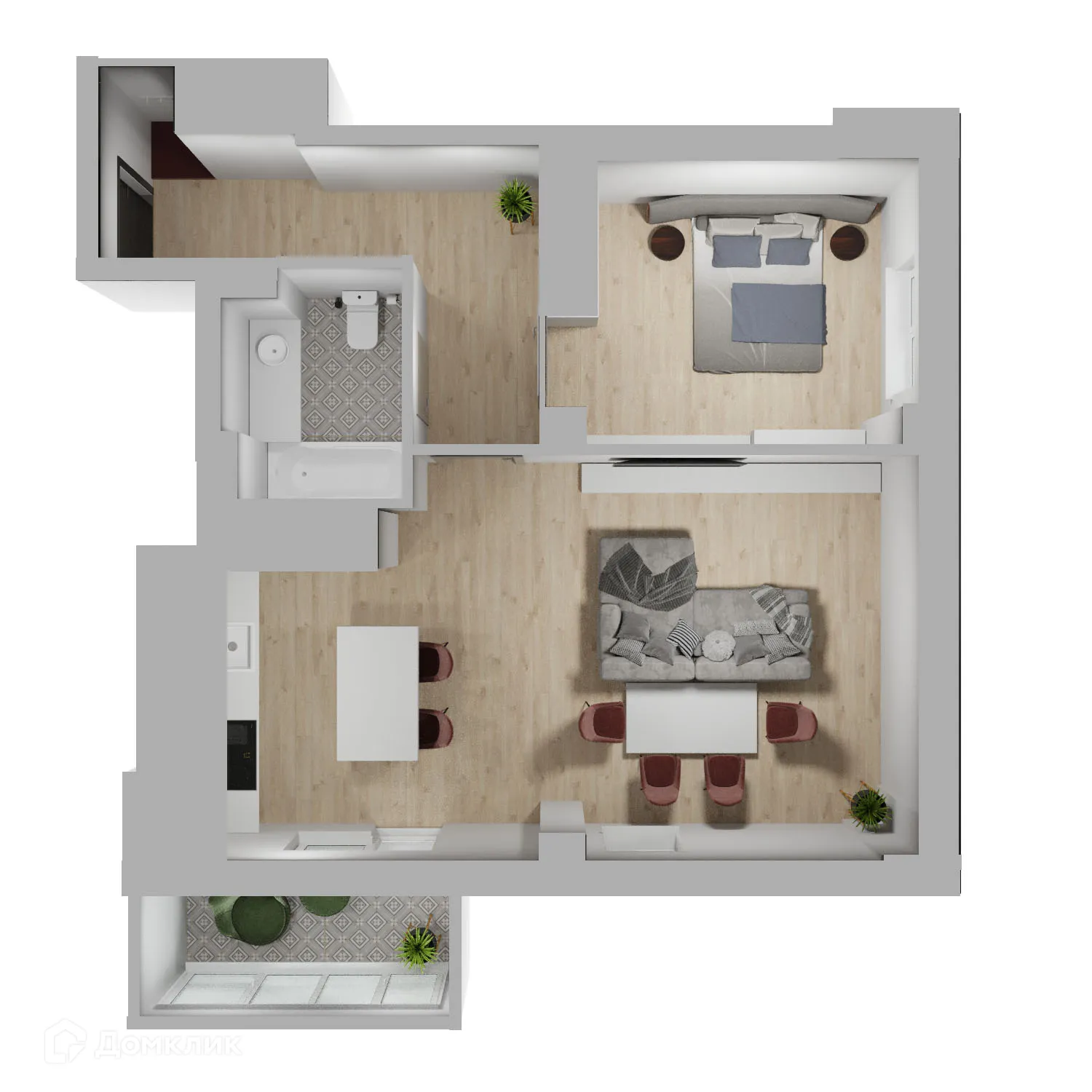 Планировка 2-комнатной квартиры 56.5 м² в ЖК 5 ВЕРШИН, г. Волгоград — фото 2