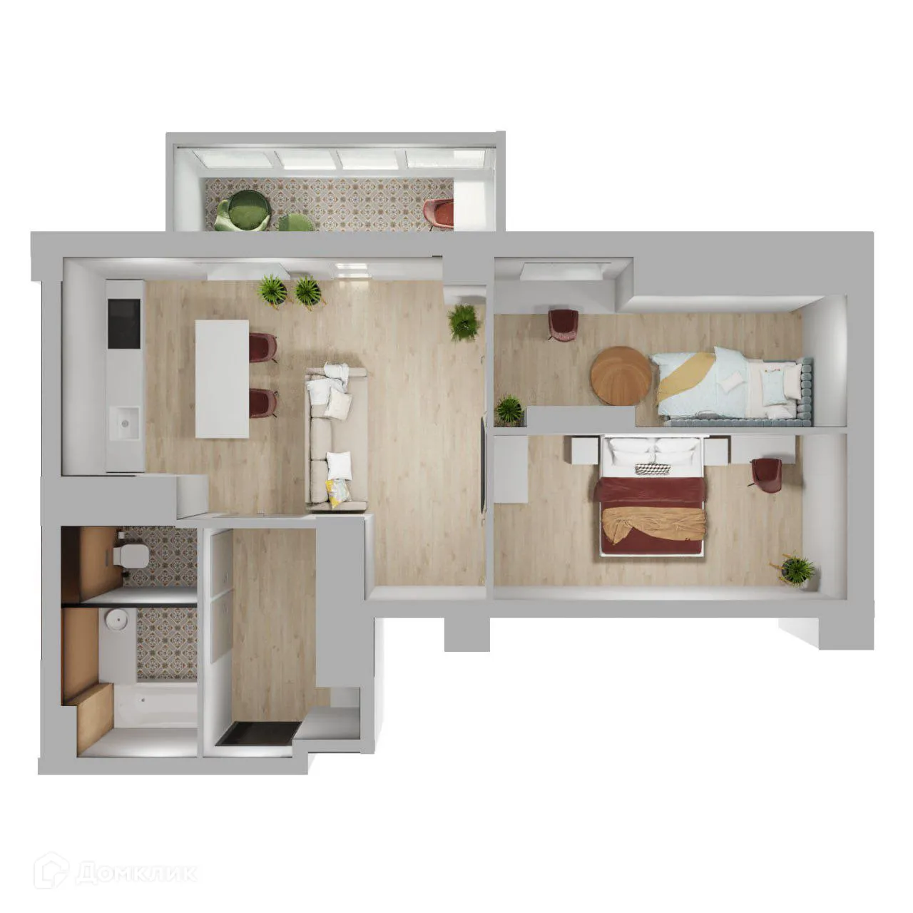 Планировка 3-комнатной квартиры 62.3 м² в ЖК 5 ВЕРШИН, г. Волгоград — фото 1