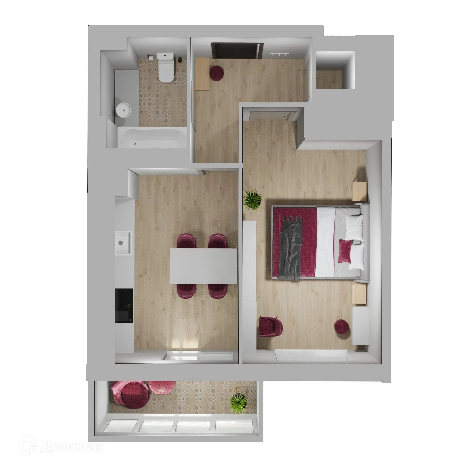 Планировка 1-комнатной квартиры 40.2 м² в ЖК 5 ВЕРШИН, г. Волгоград — фото 1