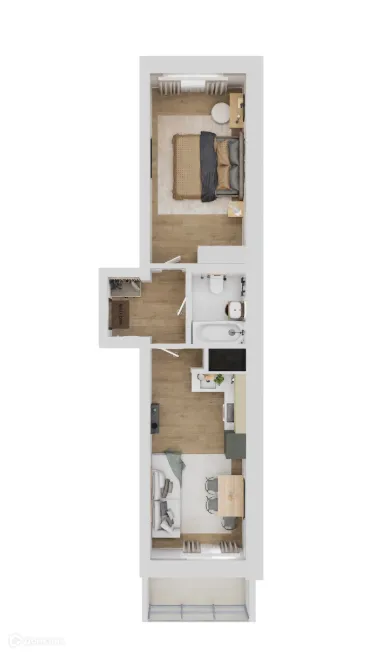 Планировка 1-комнатной квартиры 45.7 м² в ЖК Рубин, г. Волгоград — фото 3