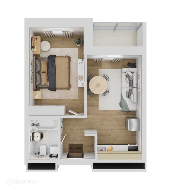 Планировка 1-комнатной квартиры 43 м² в ЖК Рубин, г. Волгоград — фото 3