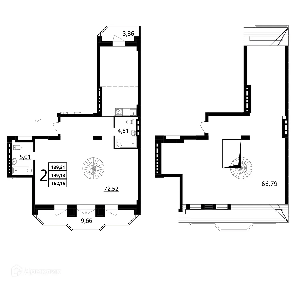 Планировка 3-комнатной квартиры 162.15 м² в ЖК "Резиденция", г. Волгоград — фото 3