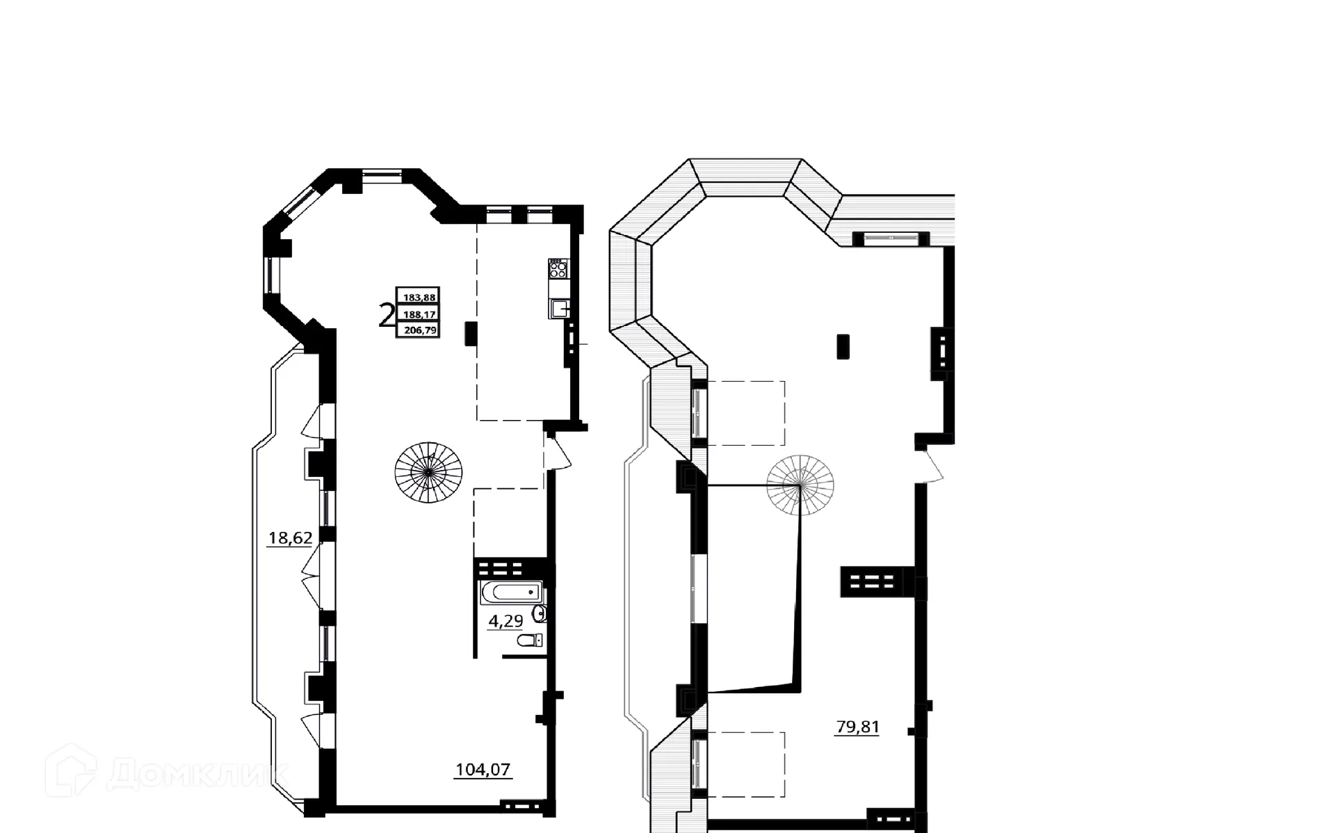 Планировка студии квартиры 206.79 м² в ЖК "Резиденция", г. Волгоград — фото 1