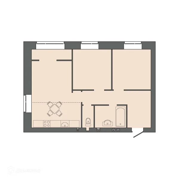 Планировка 3 комн. в ЖК КАРАМЕЛЬ