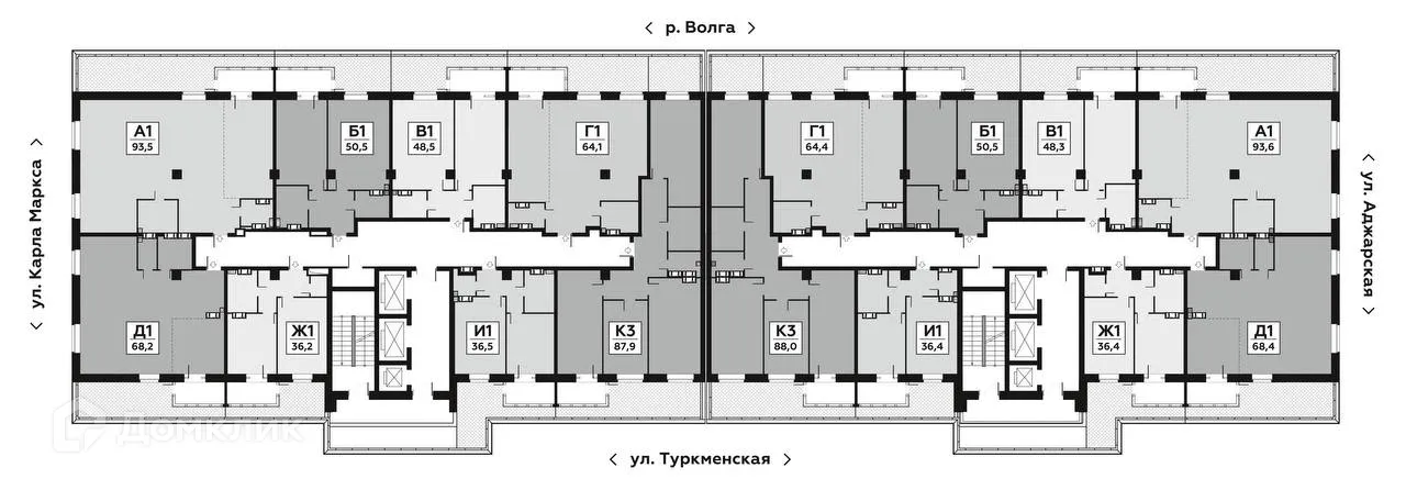 Планировка 1-комнатной квартиры 50.46 м² в ЖК Волго-Дон, г. Волгоград — фото 31