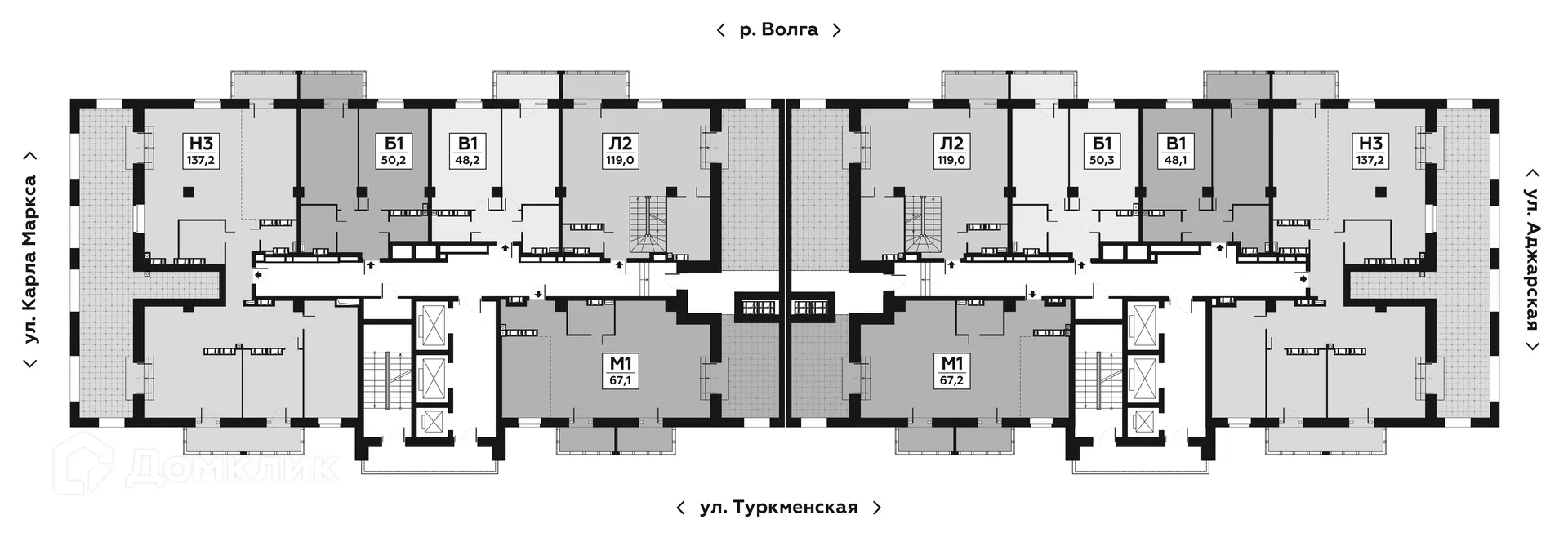 Планировка 2-комнатной квартиры 118.8 м² в ЖК Волго-Дон, г. Волгоград — фото 29