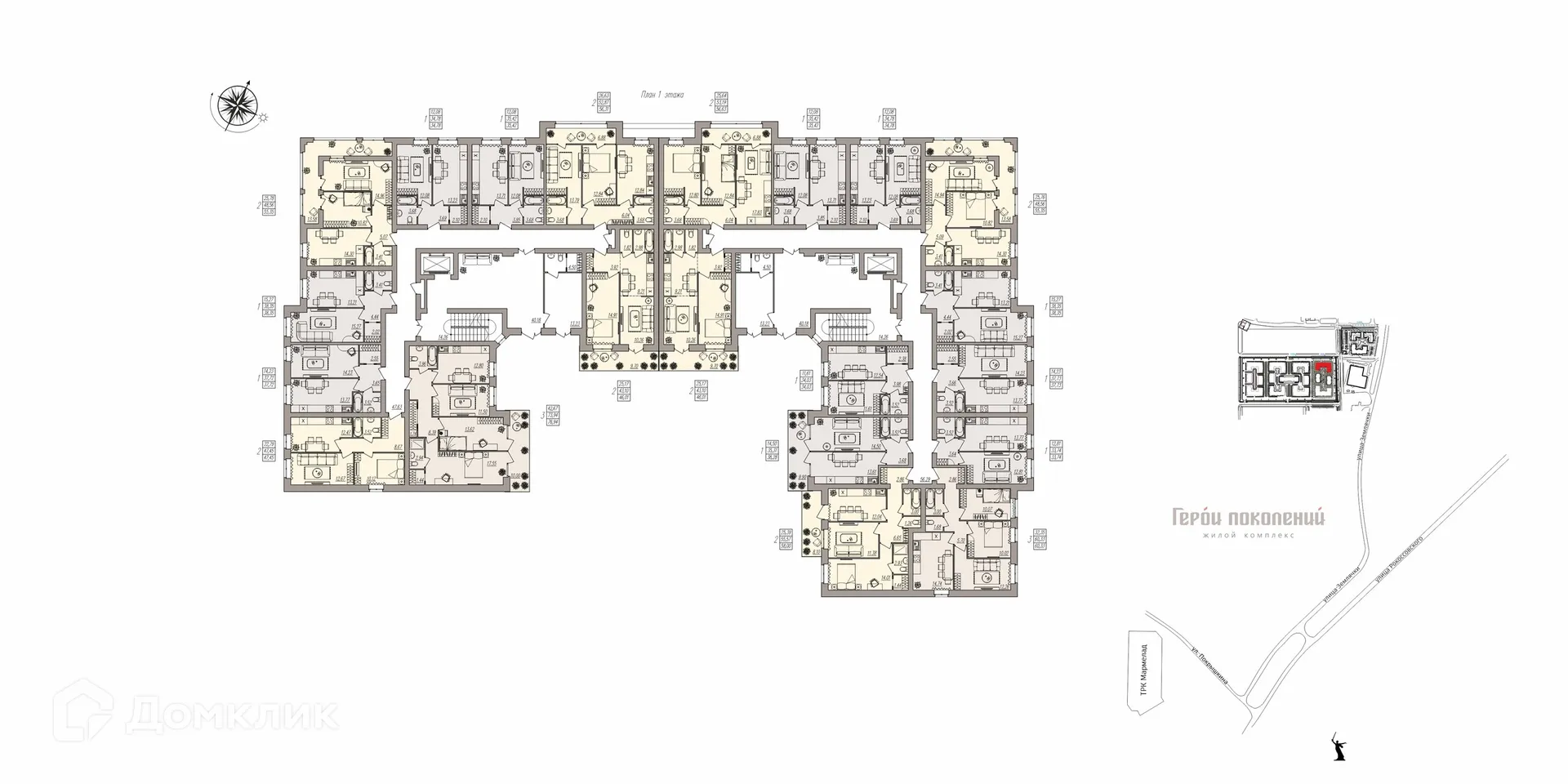 Планировка 2-комнатной квартиры 56.63 м² в ЖК Герои, г. Волгоград — фото 2