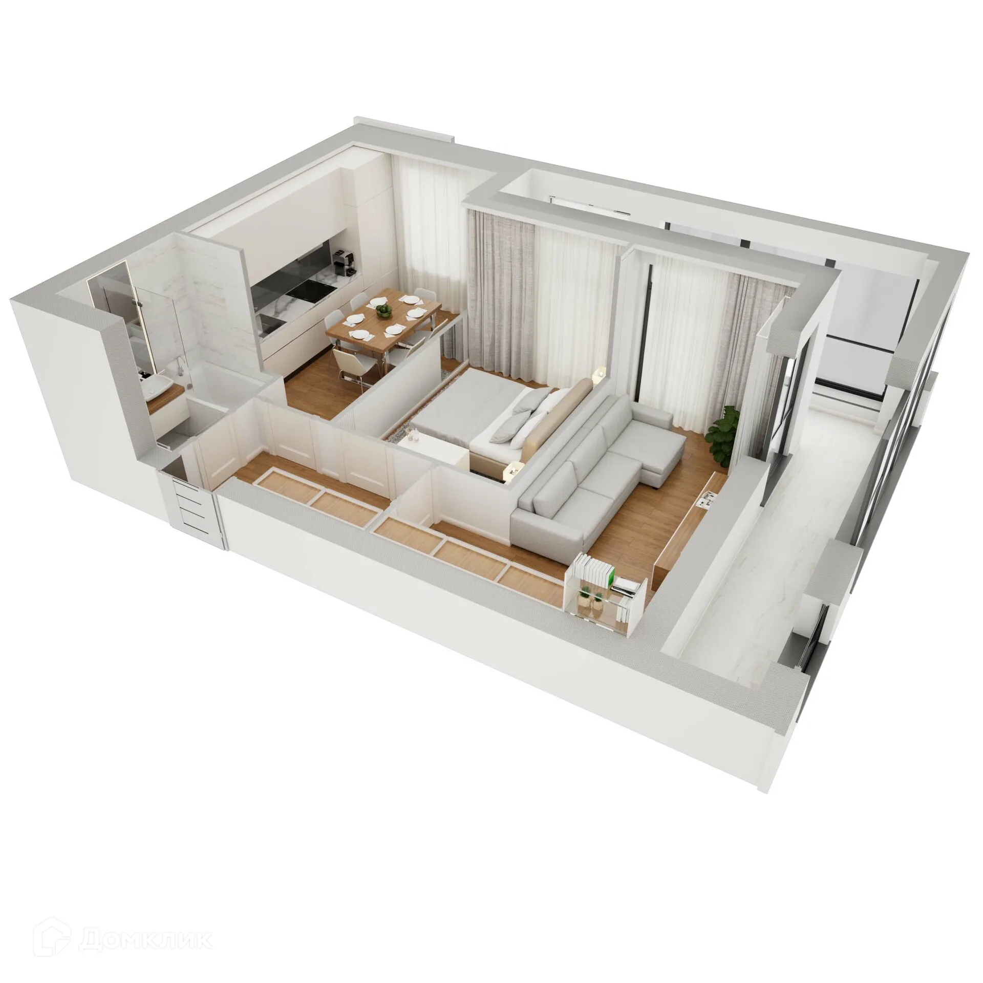 Планировка 2-комнатной квартиры 55.35 м² в ЖК Герои, г. Волгоград — фото 5