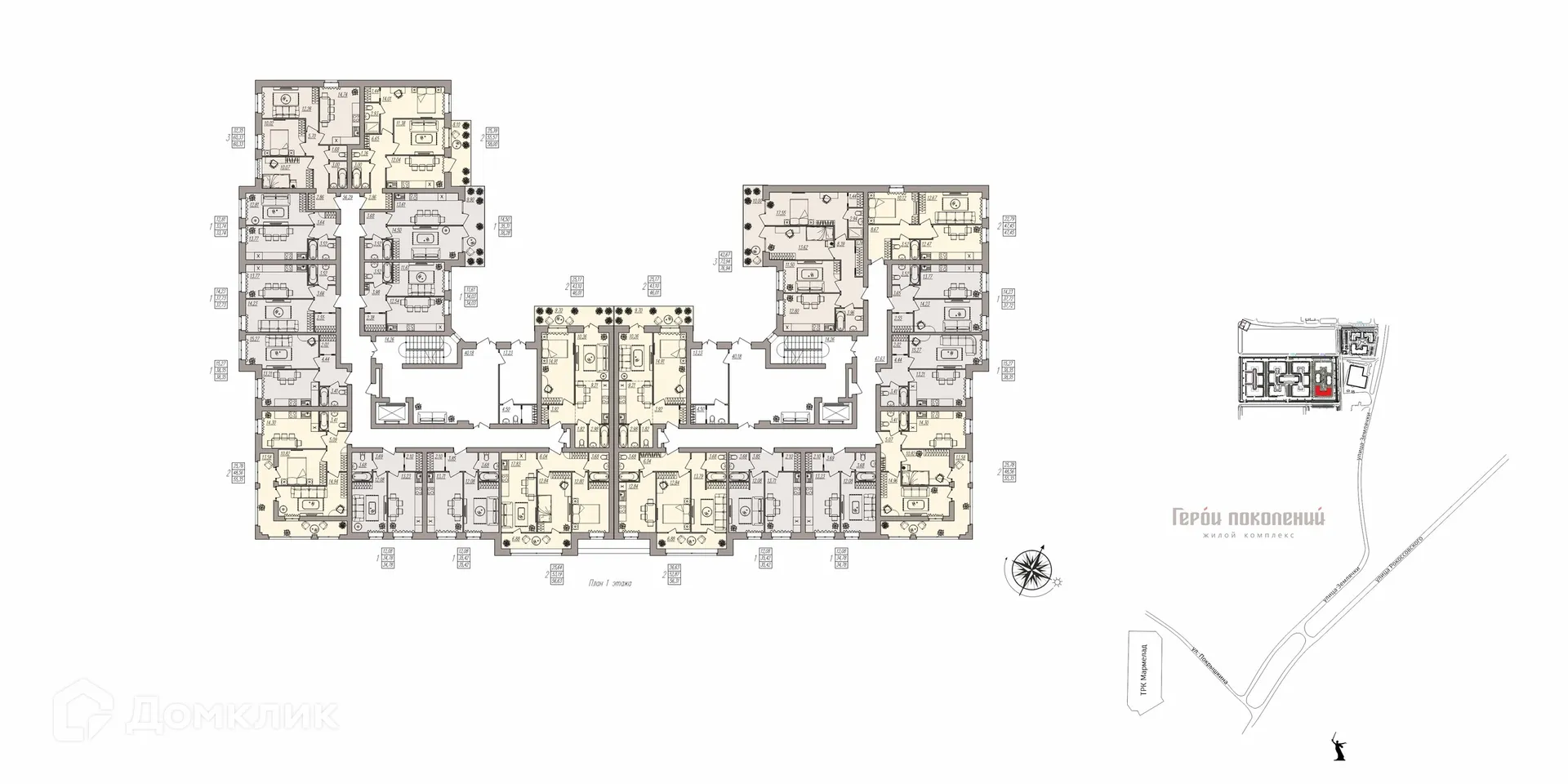Планировка 2-комнатной квартиры 55.35 м² в ЖК Герои, г. Волгоград — фото 6
