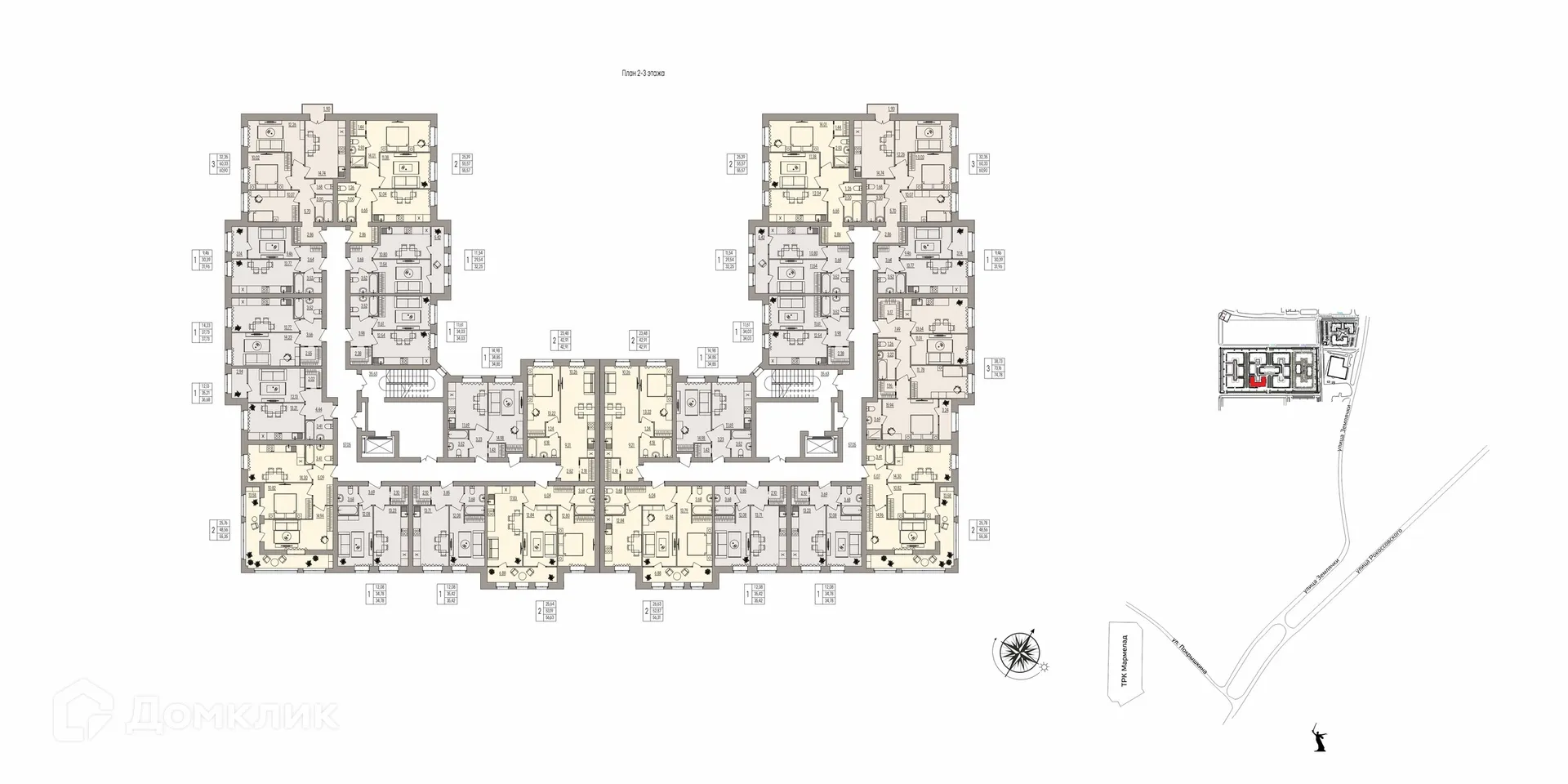 Планировка 2-комнатной квартиры 55.57 м² в ЖК Герои, г. Волгоград — фото 4