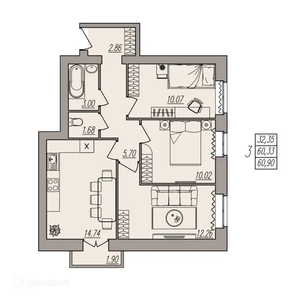 Квартира в ЖК Герои