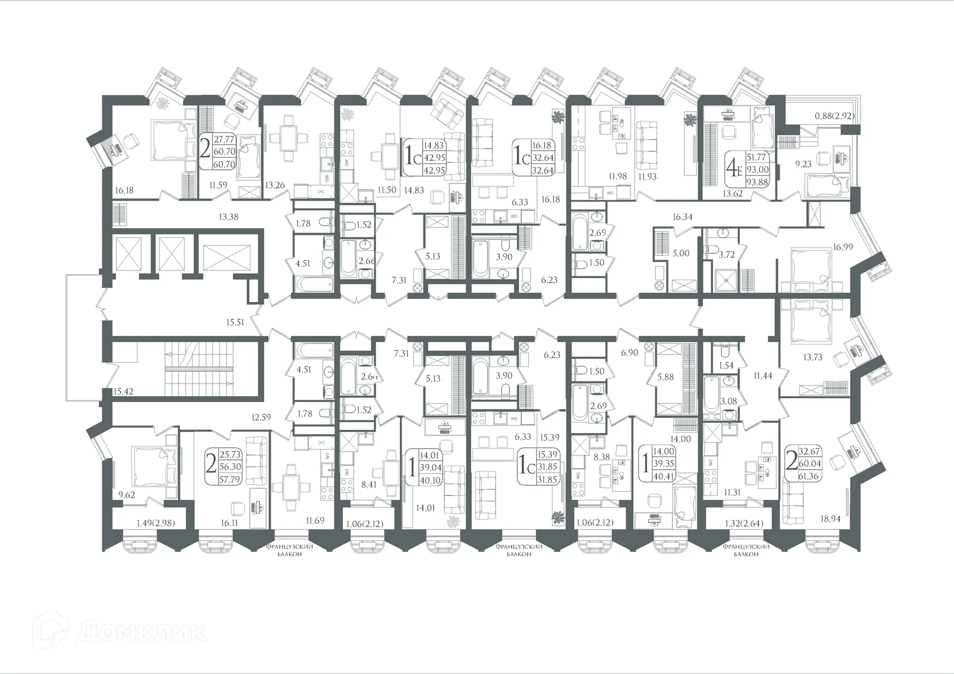 Планировка 2-комнатной квартиры 57.79 м² в ЖК DOLCE VITA, г. Волгоград — фото 5