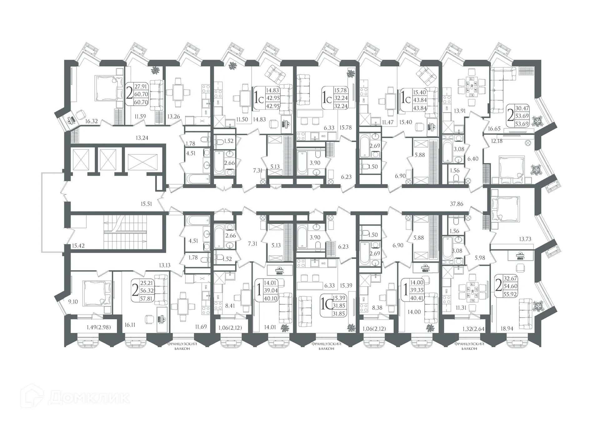 Планировка 1-комнатной квартиры 40.1 м² в ЖК DOLCE VITA, г. Волгоград — фото 3