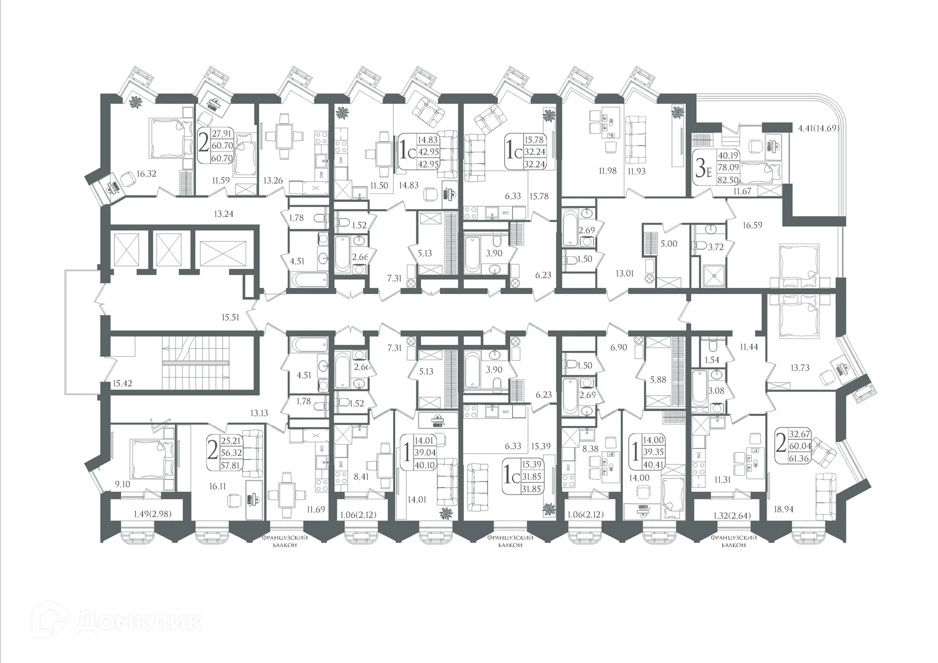 Планировка 3-комнатной квартиры 82.5 м² в ЖК DOLCE VITA, г. Волгоград — фото 4