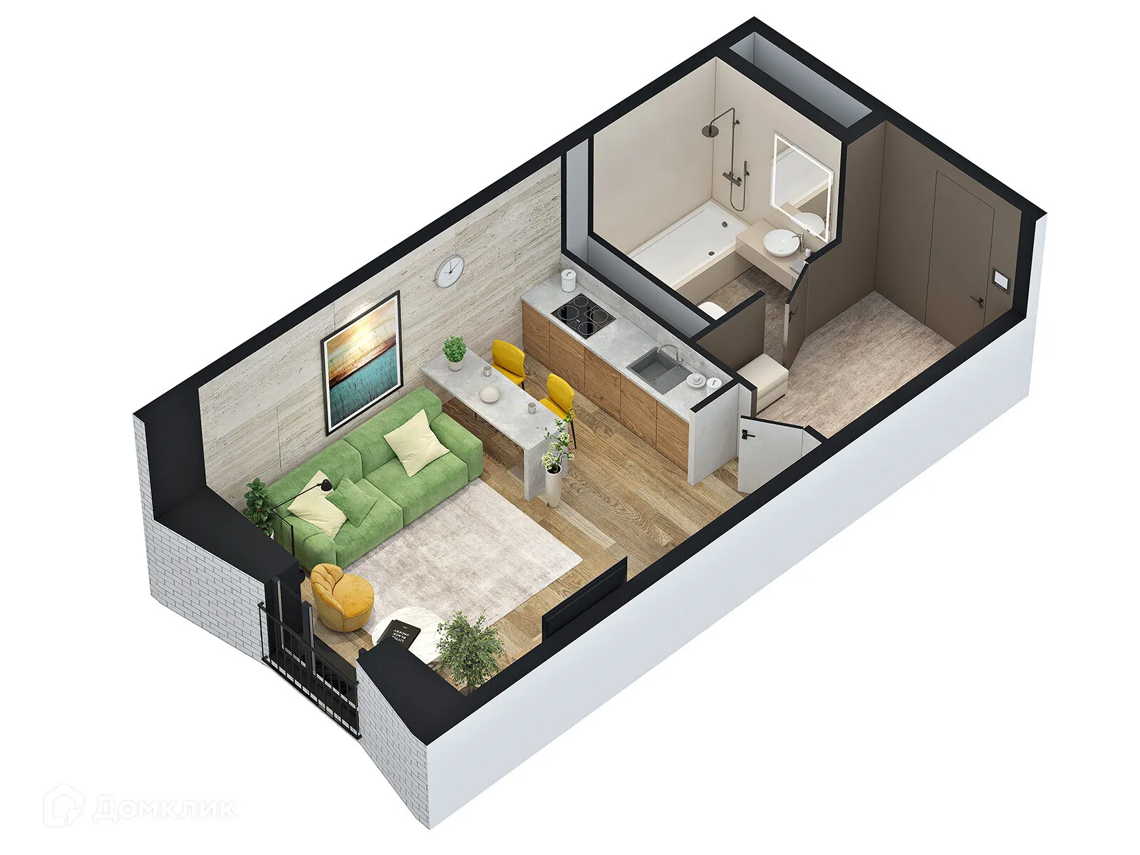 Планировка студии квартиры 31.85 м² в ЖК DOLCE VITA, г. Волгоград — фото 2