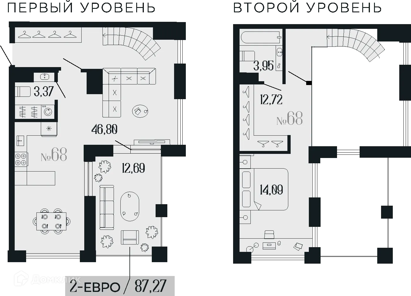 Планировка 1-комнатной квартиры 83.09 м² в ЖК Коллекционный дом "1919", г. Санкт-Петербург — фото 1