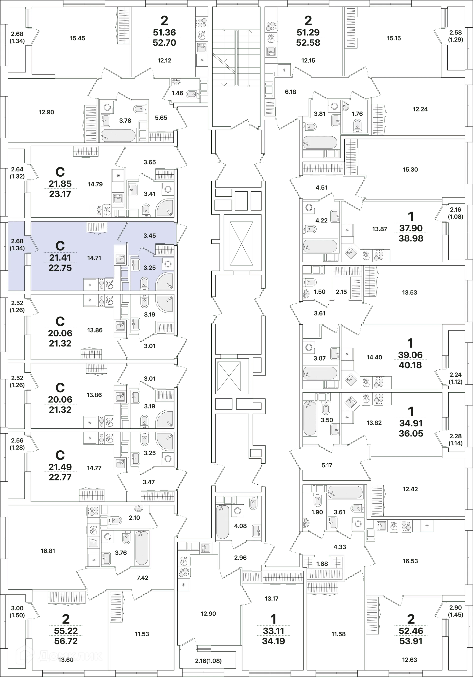 Планировка студии квартиры 22.8 м² в ЖК Академик, г. Санкт-Петербург — фото 2