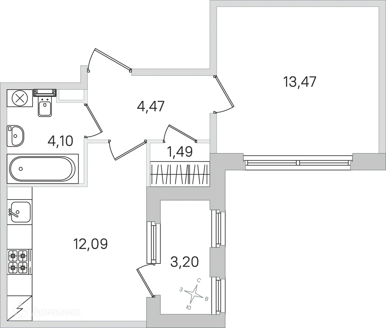 Планировка 1-комнатной квартиры 37.22 м² в ЖК Жилой квартал Дубровский, г. Санкт-Петербург — фото 6