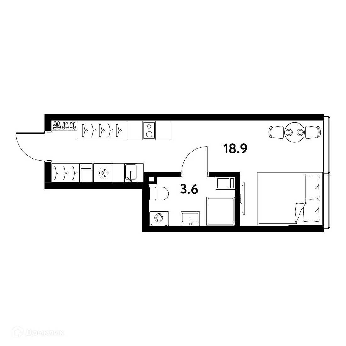 Планировка студии квартиры 22.6 м² в ЖК МОСКО, г. Санкт-Петербург — фото 1
