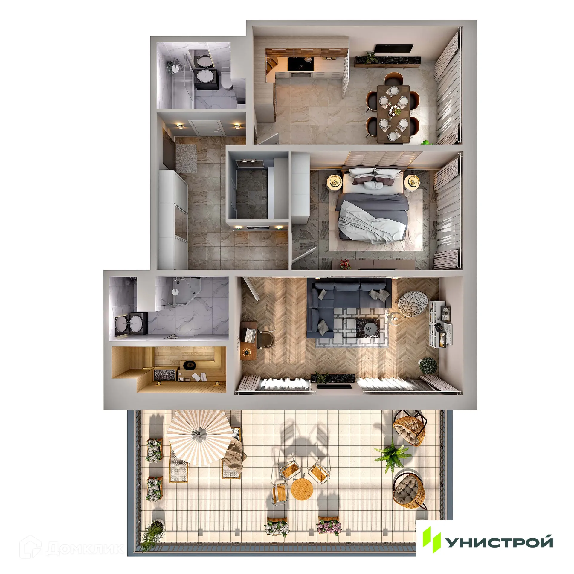 Планировка 2-комнатной квартиры 99.4 м² в ЖК UPOINT, г. Санкт-Петербург — фото 2