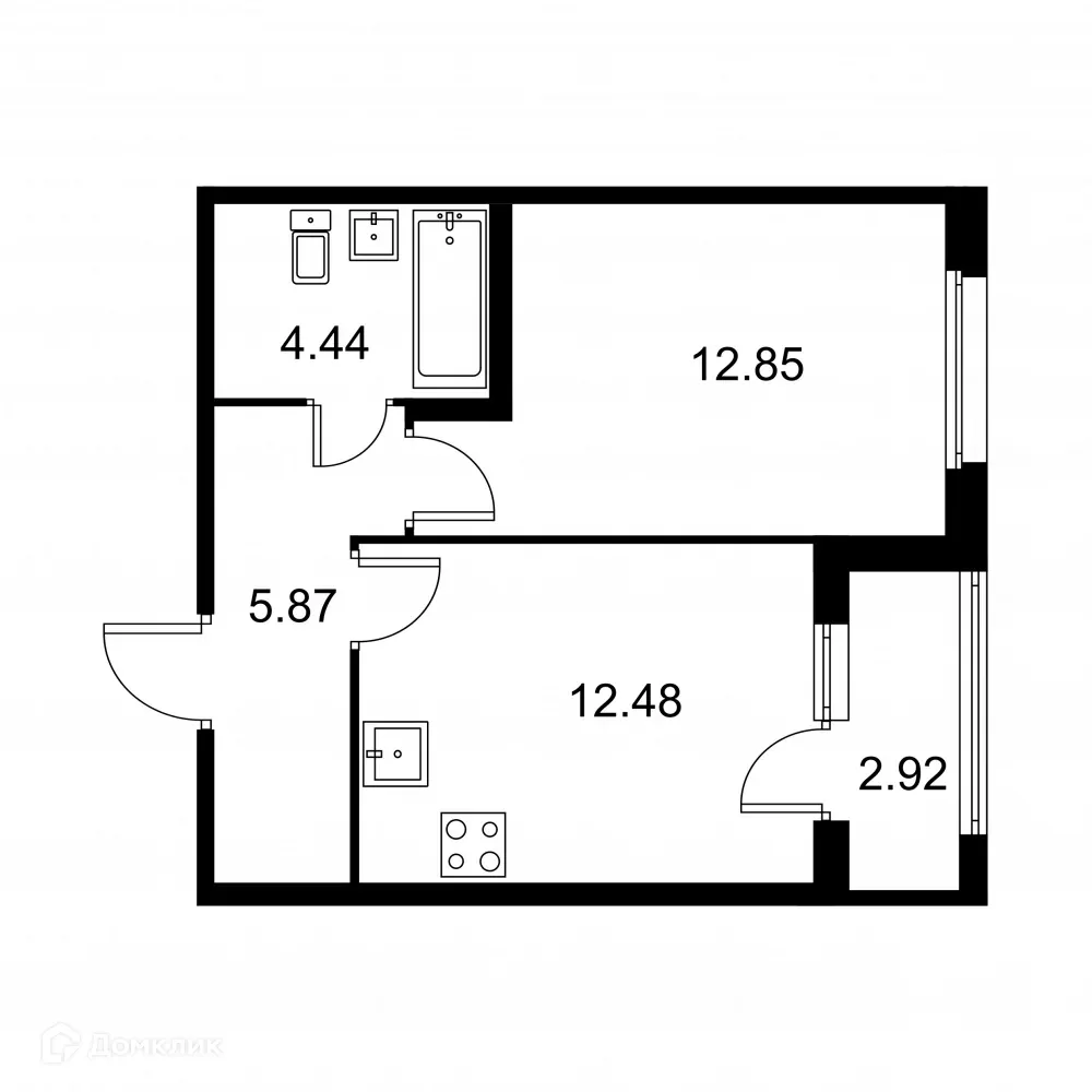 Планировка 1-комнатной квартиры 37.1 м² в ЖК Квартал Заречье, г. Санкт-Петербург — фото 1