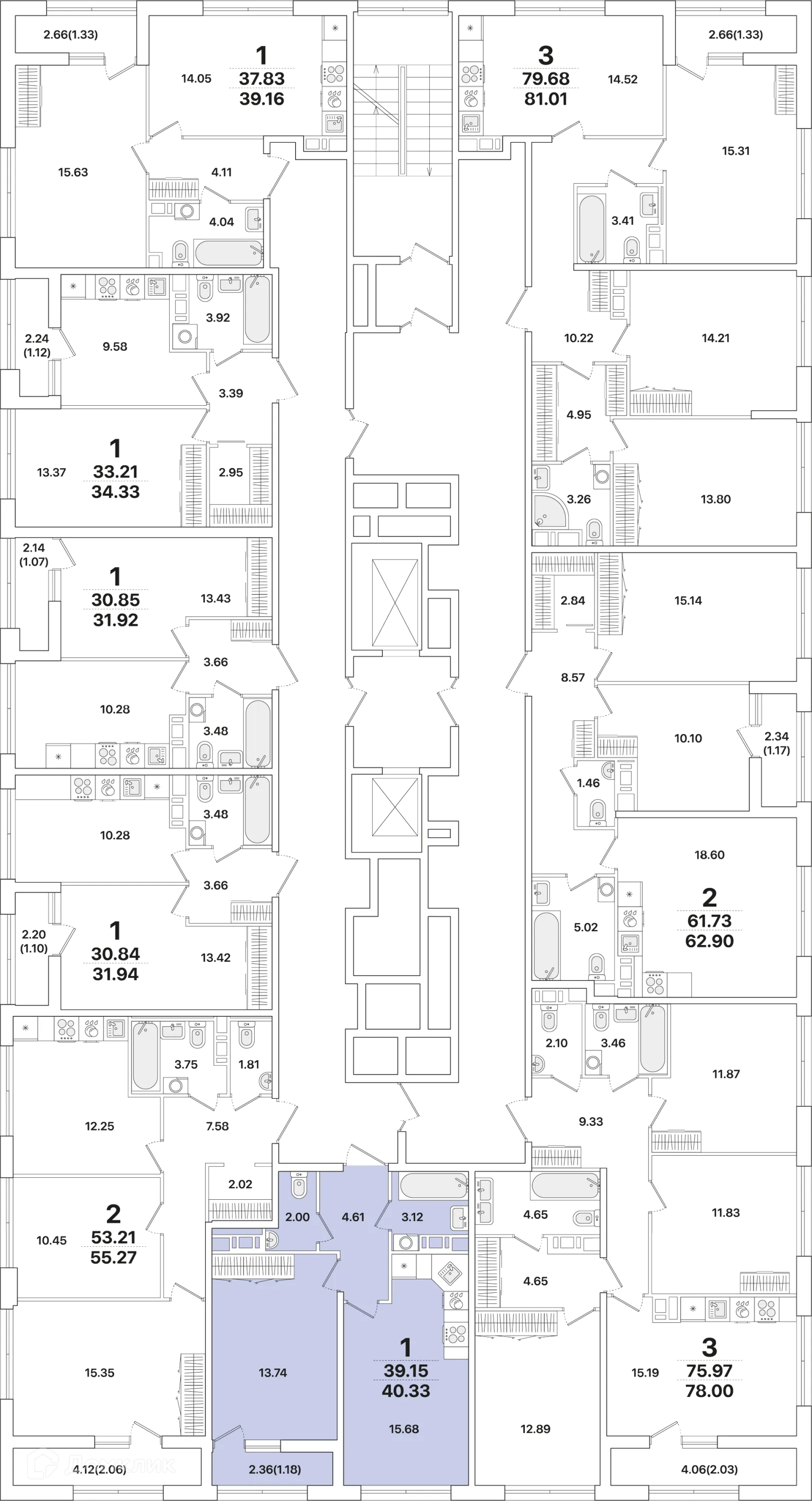 Планировка 1-комнатной квартиры 40.3 м² в ЖК Академик, г. Санкт-Петербург — фото 2