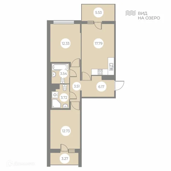 Планировка 2 комн. в ЖК БФА в Озерках