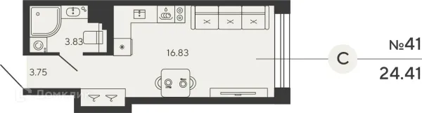Планировка Студия в ЖК Bashni Element (Башни Элемент)
