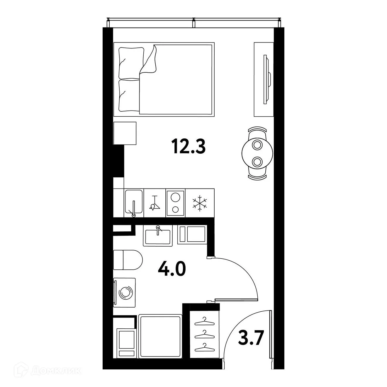 Планировка студии квартиры 20 м² в ЖК МОСКО, г. Санкт-Петербург — фото 1