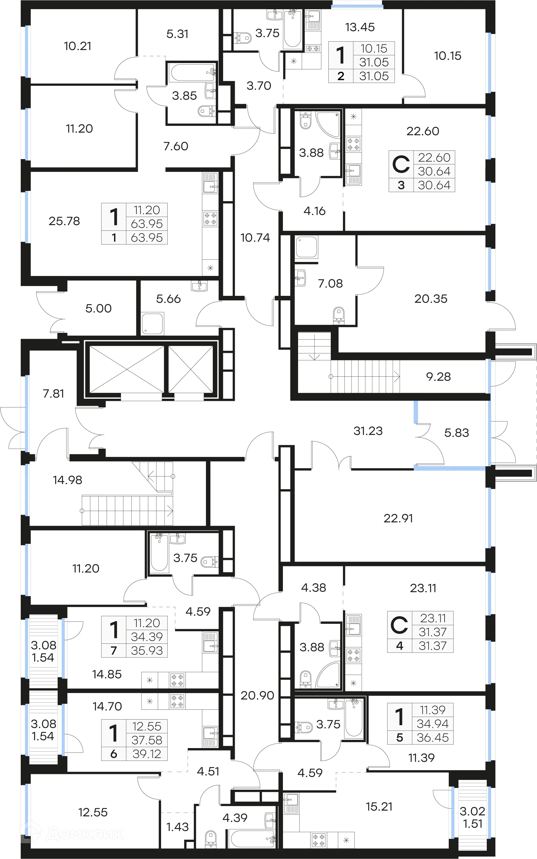 Планировка студии квартиры 31.37 м² в ЖК GloraX Парголово (Глоракс Парголово), г. Санкт-Петербург — фото 2